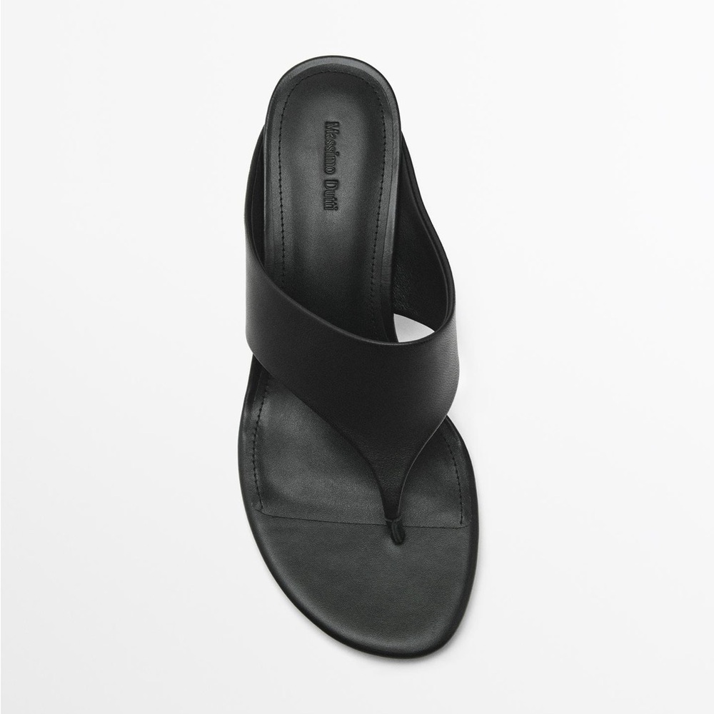 NWT. Massimo Dutti Black Leather High-Heel Sandals. Size 9 - Picture 3 of 9